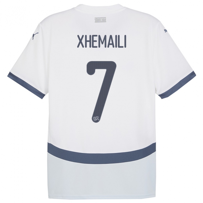 Dzieci Szwajcaria Riola Xhemaili #7 Biały Wyjazdowa Koszulka 24-26 Koszulki Klubowe
