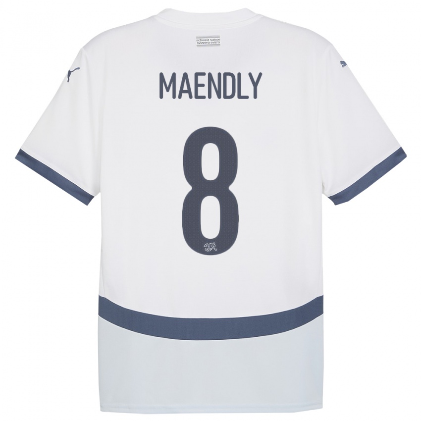 Dzieci Szwajcaria Sandy Maendly #8 Biały Wyjazdowa Koszulka 24-26 Koszulki Klubowe