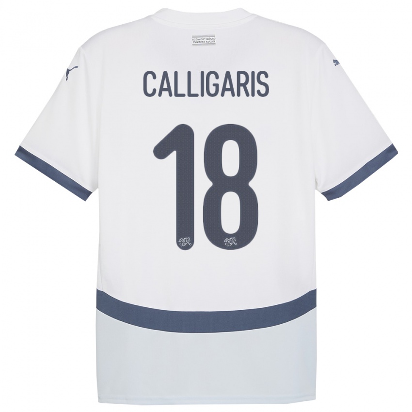 Dzieci Szwajcaria Viola Calligaris #18 Biały Wyjazdowa Koszulka 24-26 Koszulki Klubowe