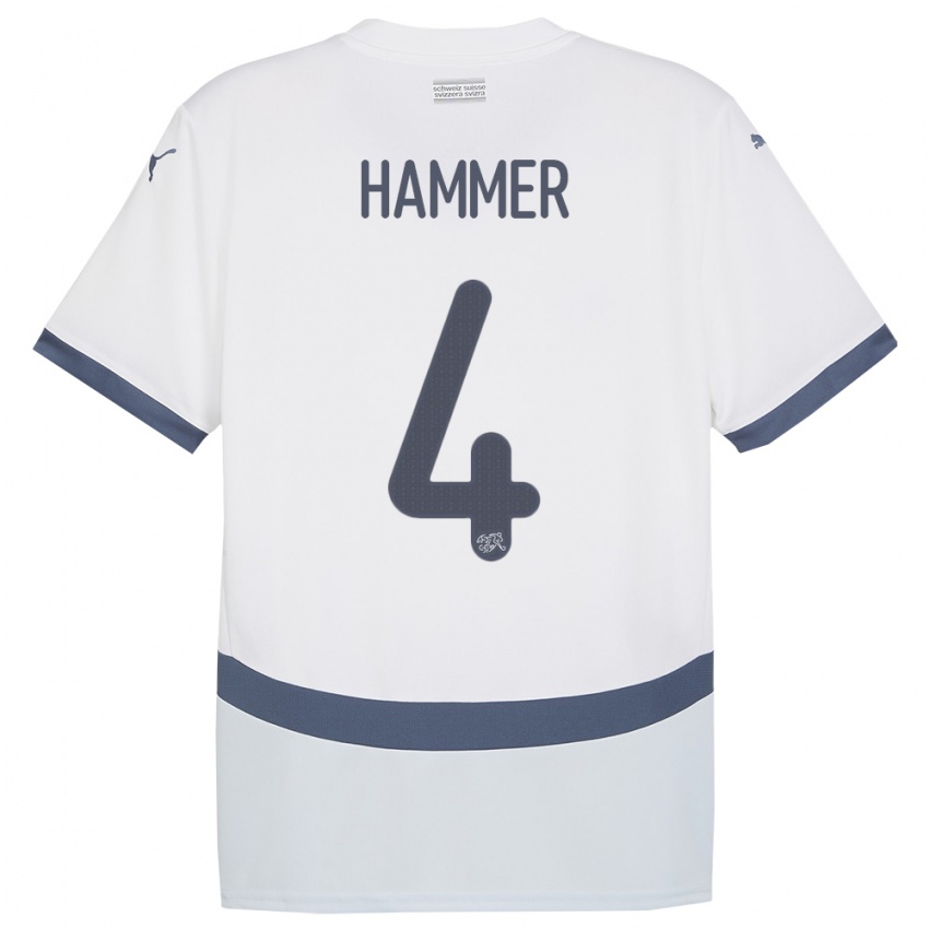 Dzieci Szwajcaria Pascal Hammer #4 Biały Wyjazdowa Koszulka 24-26 Koszulki Klubowe