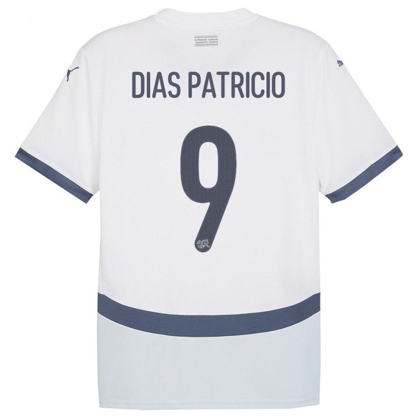 Dzieci Szwajcaria Alexandre Dias Patricio #9 Biały Wyjazdowa Koszulka 24-26 Koszulki Klubowe
