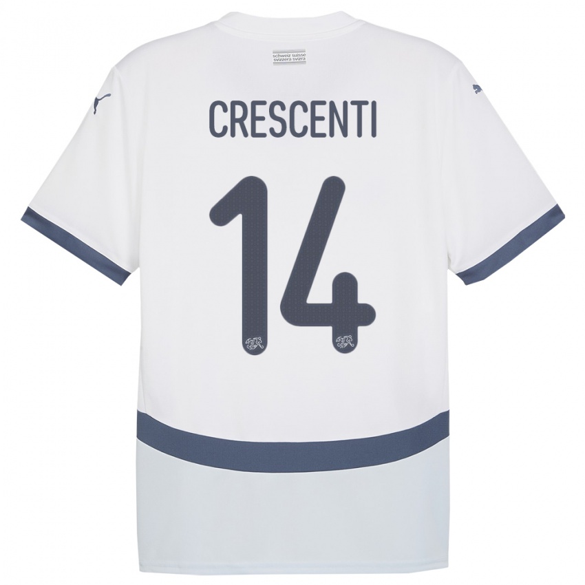 Dzieci Szwajcaria Federico Crescenti #14 Biały Wyjazdowa Koszulka 24-26 Koszulki Klubowe