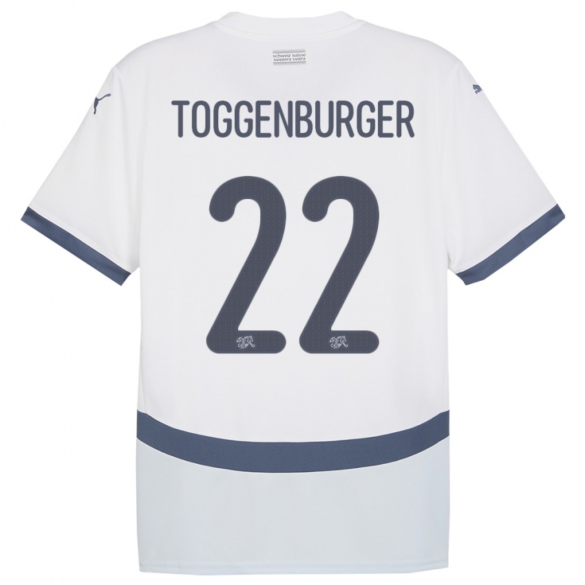 Dzieci Szwajcaria Nando Toggenburger #22 Biały Wyjazdowa Koszulka 24-26 Koszulki Klubowe