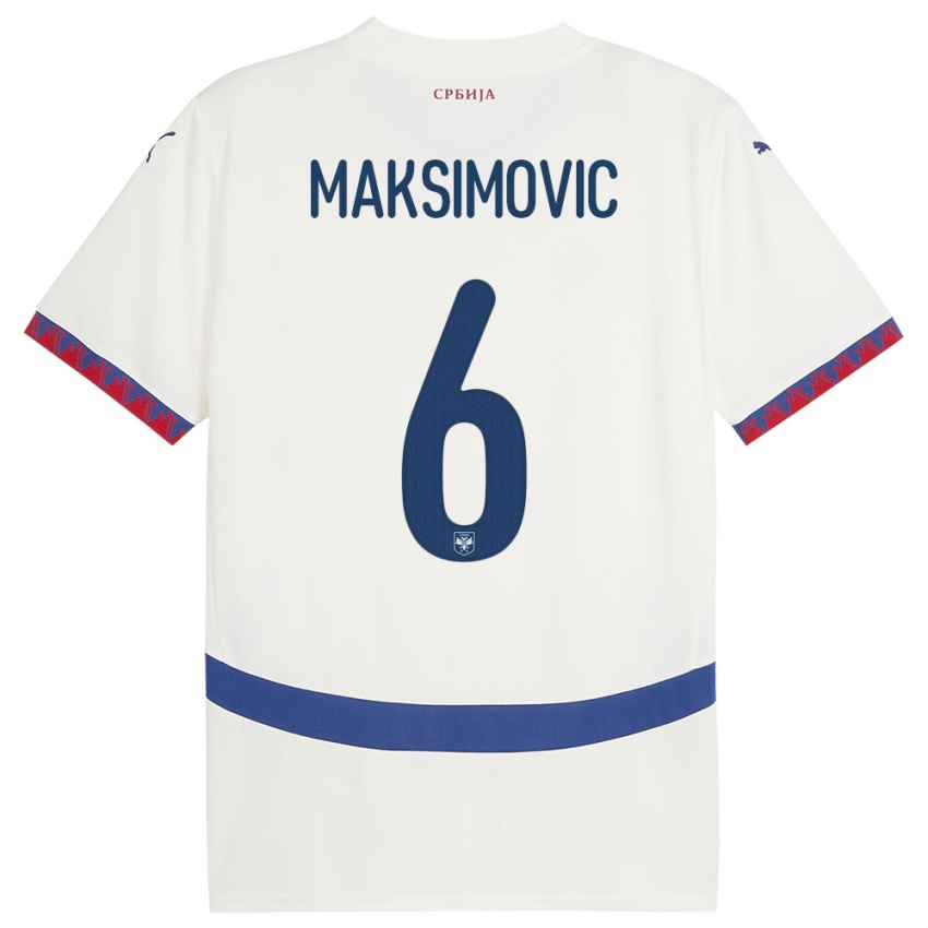 Dzieci Serbia Nemanja Maksimovic #6 Biały Wyjazdowa Koszulka 24-26 Koszulki Klubowe