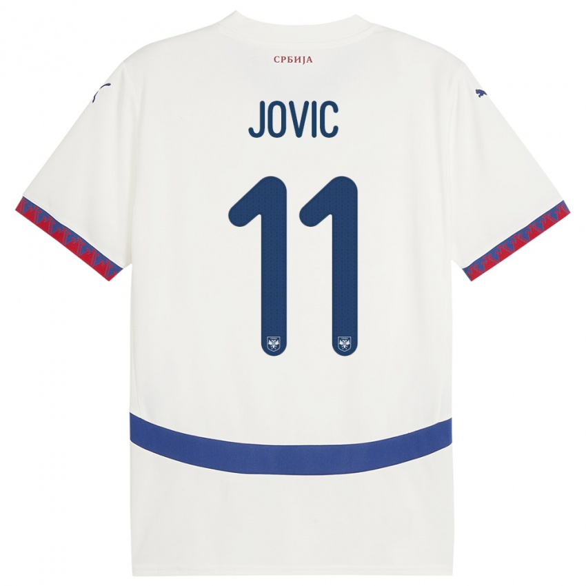Dzieci Serbia Luka Jovic #11 Biały Wyjazdowa Koszulka 24-26 Koszulki Klubowe