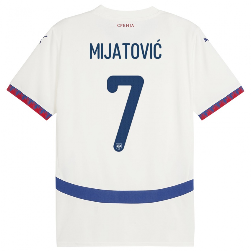 Dzieci Serbia Milica Mijatovic #7 Biały Wyjazdowa Koszulka 24-26 Koszulki Klubowe