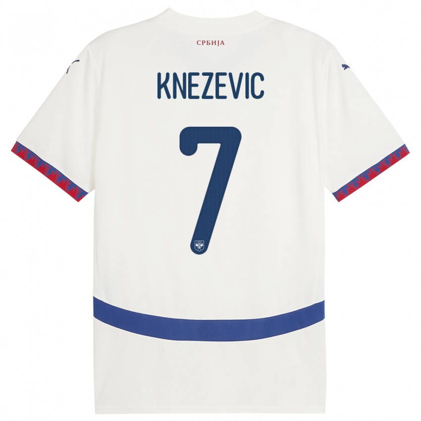 Dzieci Serbia Nikola Knezevic #7 Biały Wyjazdowa Koszulka 24-26 Koszulki Klubowe