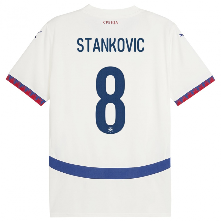 Dzieci Serbia Nikola Stankovic #8 Biały Wyjazdowa Koszulka 24-26 Koszulki Klubowe