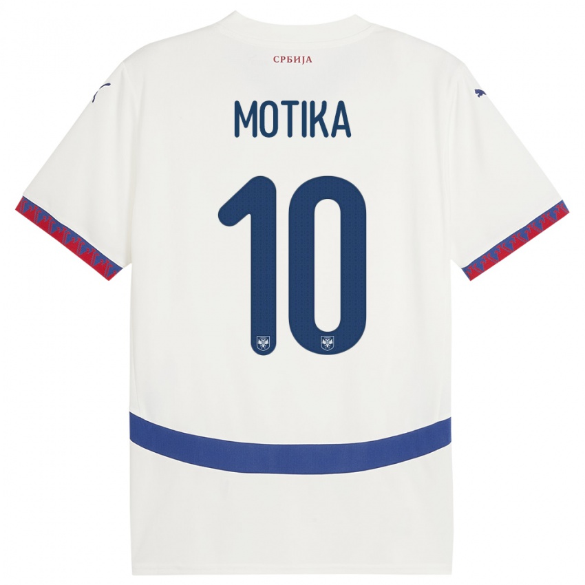 Dzieci Serbia Nemanja Motika #10 Biały Wyjazdowa Koszulka 24-26 Koszulki Klubowe