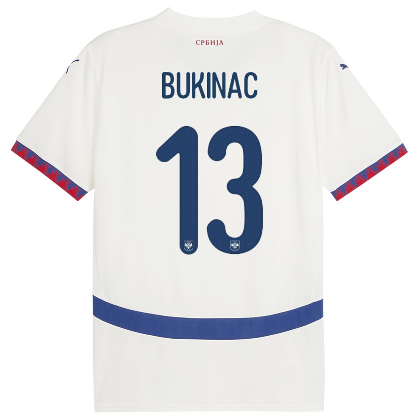 Dzieci Serbia Stefan Bukinac #13 Biały Wyjazdowa Koszulka 24-26 Koszulki Klubowe