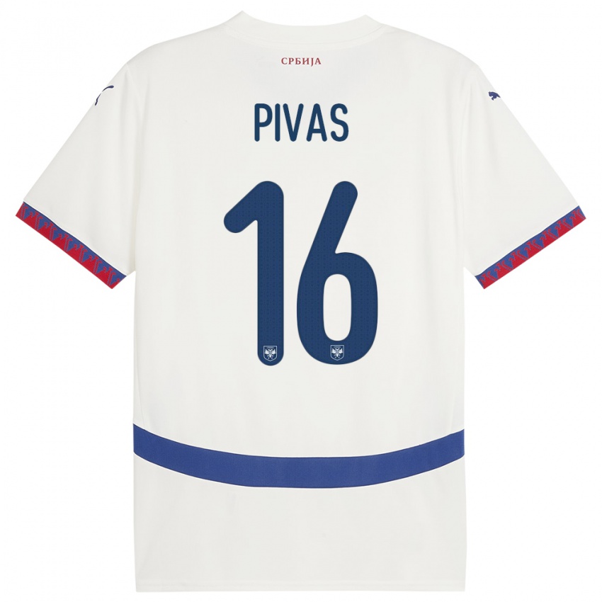 Dzieci Serbia Miodrag Pivas #16 Biały Wyjazdowa Koszulka 24-26 Koszulki Klubowe