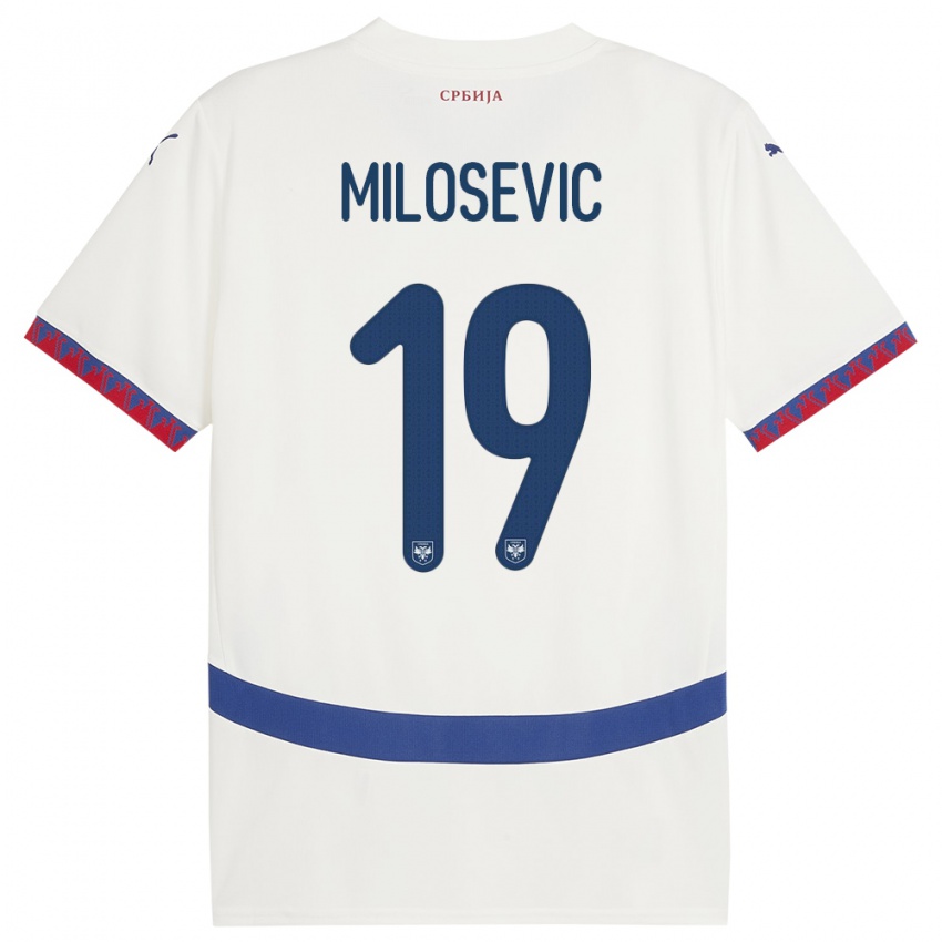 Dzieci Serbia Jovan Milosevic #19 Biały Wyjazdowa Koszulka 24-26 Koszulki Klubowe