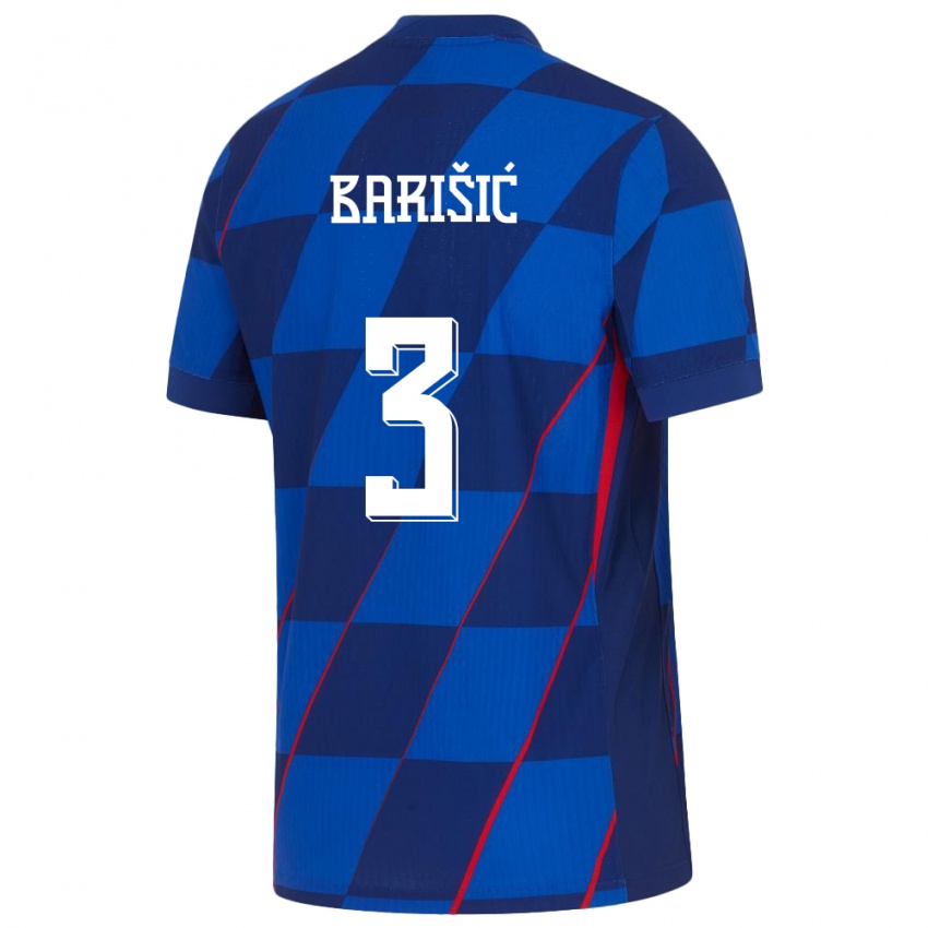 Dzieci Chorwacja Borna Barisic #3 Niebieski Wyjazdowa Koszulka 24-26 Koszulki Klubowe
