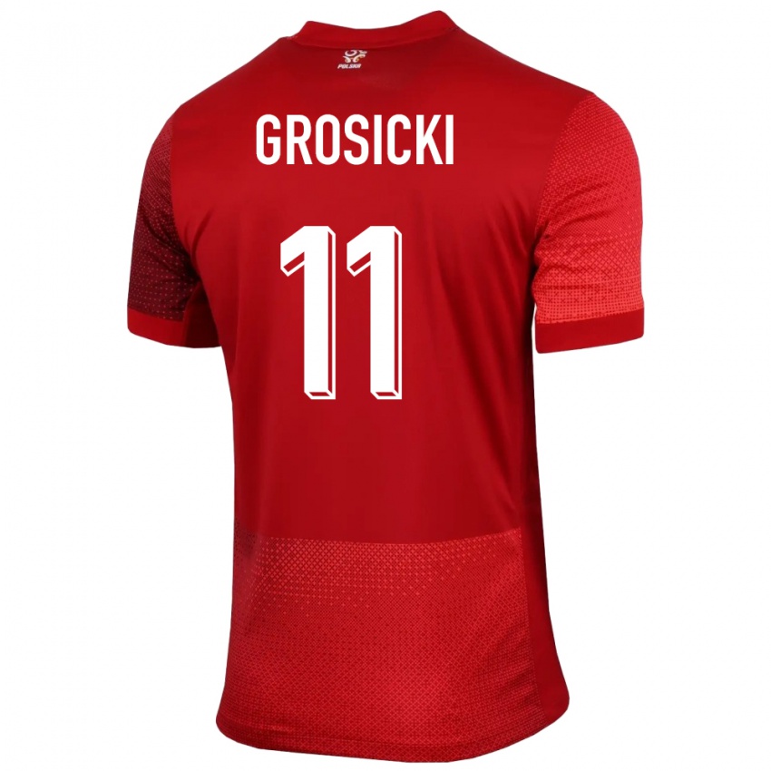 Dzieci Polska Kamil Grosicki #11 Czerwony Wyjazdowa Koszulka 24-26 Koszulki Klubowe