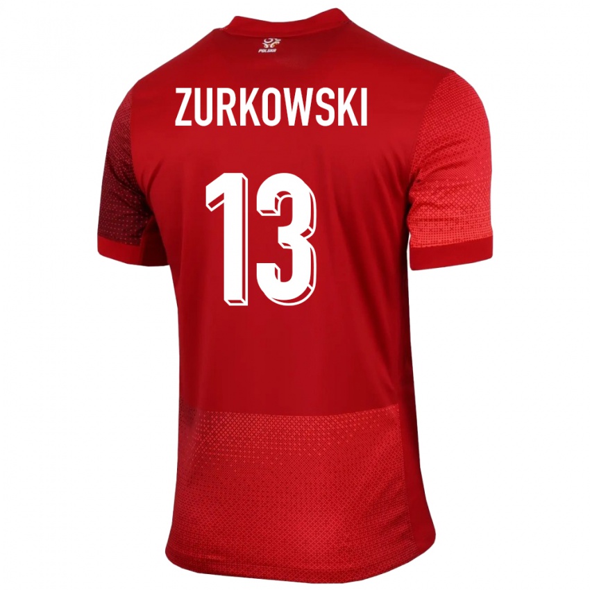 Dzieci Polska Szymon Zurkowski #13 Czerwony Wyjazdowa Koszulka 24-26 Koszulki Klubowe