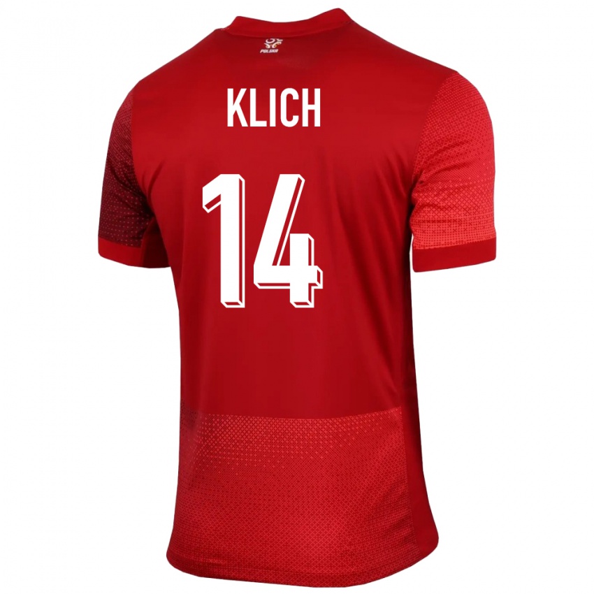 Dzieci Polska Mateusz Klich #14 Czerwony Wyjazdowa Koszulka 24-26 Koszulki Klubowe
