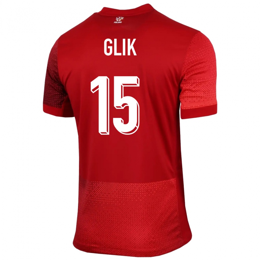 Dzieci Polska Kamil Glik #15 Czerwony Wyjazdowa Koszulka 24-26 Koszulki Klubowe