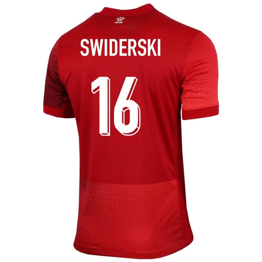Dzieci Polska Karol Swiderski #16 Czerwony Wyjazdowa Koszulka 24-26 Koszulki Klubowe