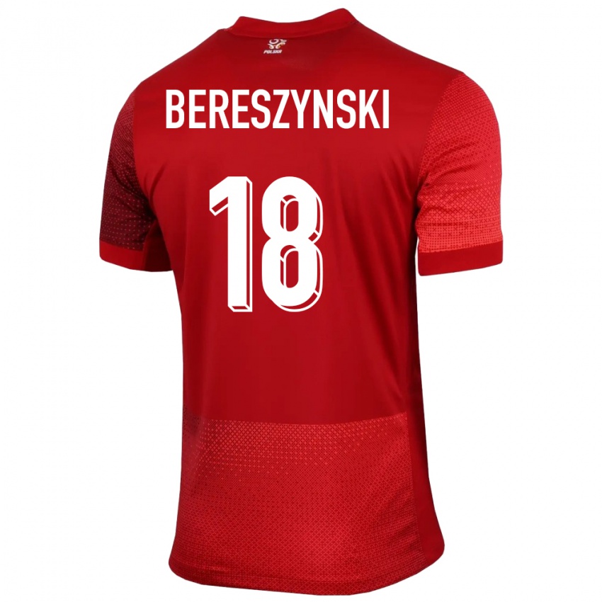 Dzieci Polska Bartosz Bereszynski #18 Czerwony Wyjazdowa Koszulka 24-26 Koszulki Klubowe