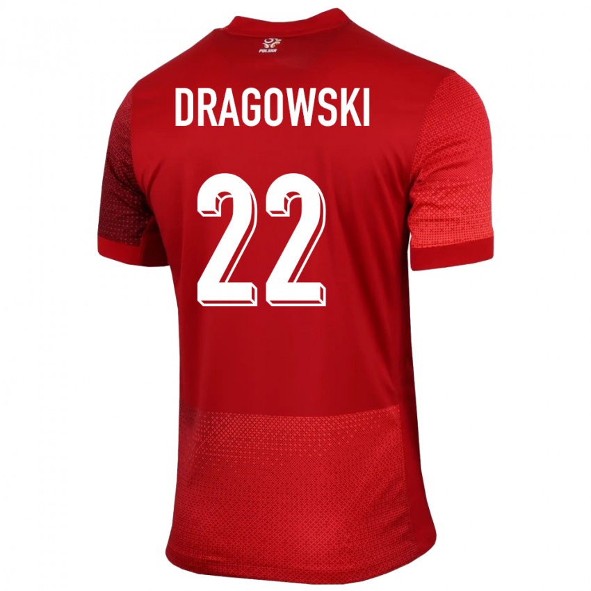 Dzieci Polska Bartlomiej Dragowski #22 Czerwony Wyjazdowa Koszulka 24-26 Koszulki Klubowe