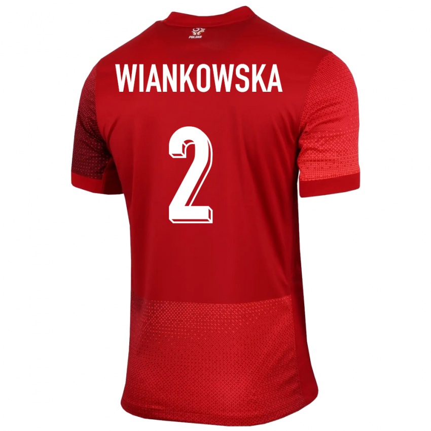 Dzieci Polska Martyna Wiankowska #2 Czerwony Wyjazdowa Koszulka 24-26 Koszulki Klubowe