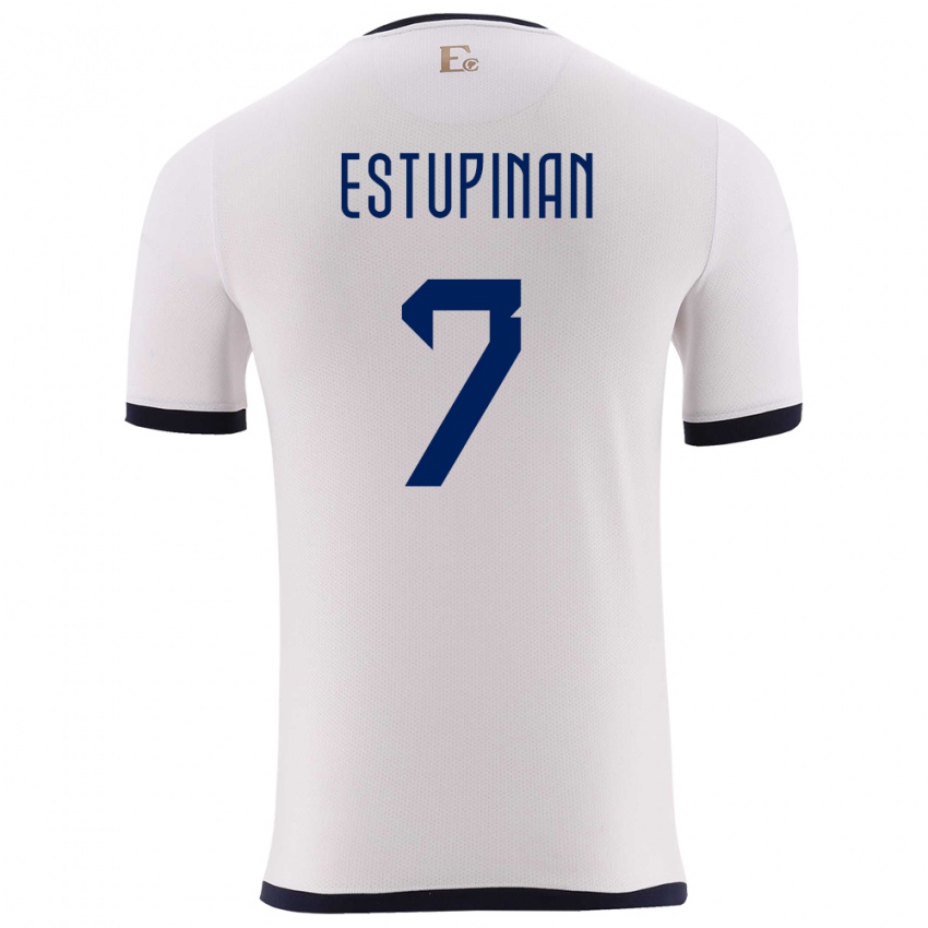 Dzieci Ecuador Pervis Estupinan #7 Biały Wyjazdowa Koszulka 24-26 Koszulki Klubowe