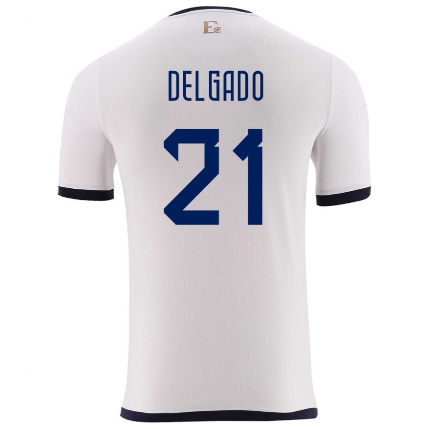 Dzieci Ecuador Patrickson Delgado #21 Biały Wyjazdowa Koszulka 24-26 Koszulki Klubowe