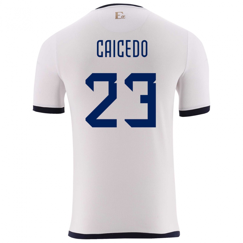 Dzieci Ecuador Moises Caicedo #23 Biały Wyjazdowa Koszulka 24-26 Koszulki Klubowe