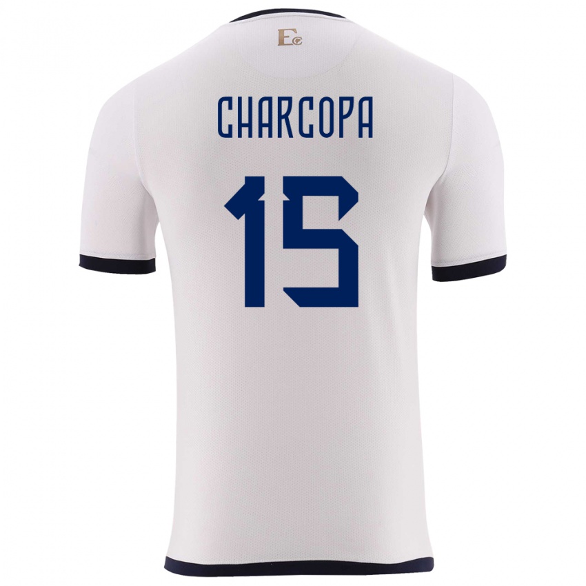 Dzieci Ecuador Nicole Charcopa #15 Biały Wyjazdowa Koszulka 24-26 Koszulki Klubowe