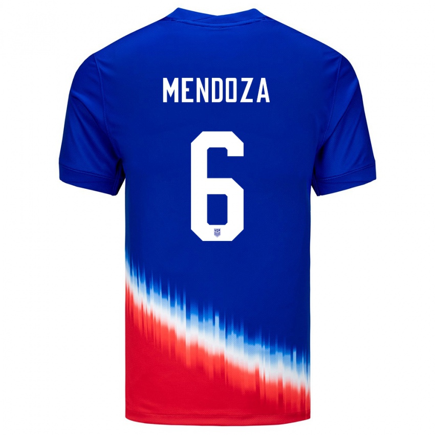 Dzieci Stany Zjednoczone Edwyn Mendoza #6 Niebieski Wyjazdowa Koszulka 24-26 Koszulki Klubowe