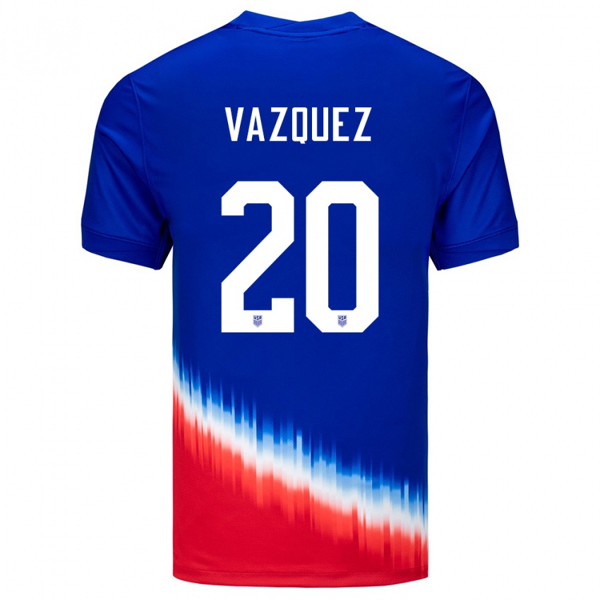 Dzieci Stany Zjednoczone David Vazquez #20 Niebieski Wyjazdowa Koszulka 24-26 Koszulki Klubowe