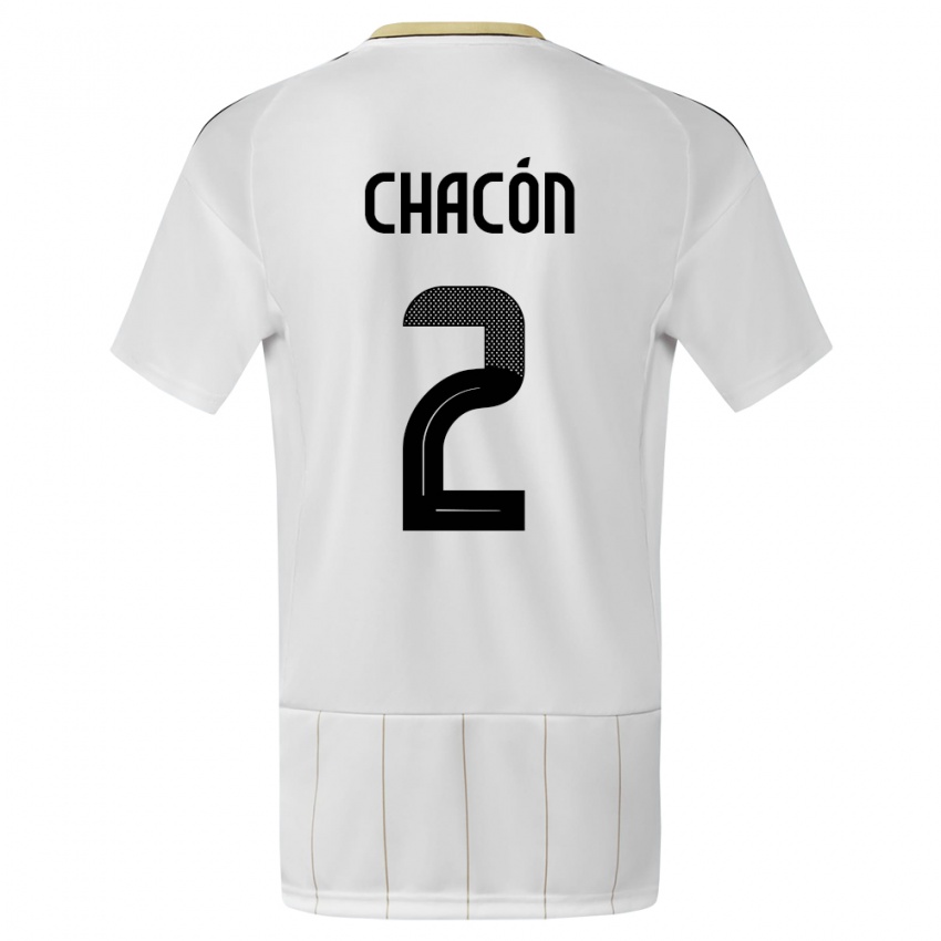 Dzieci Kostaryka Daniel Chacon #2 Biały Wyjazdowa Koszulka 24-26 Koszulki Klubowe