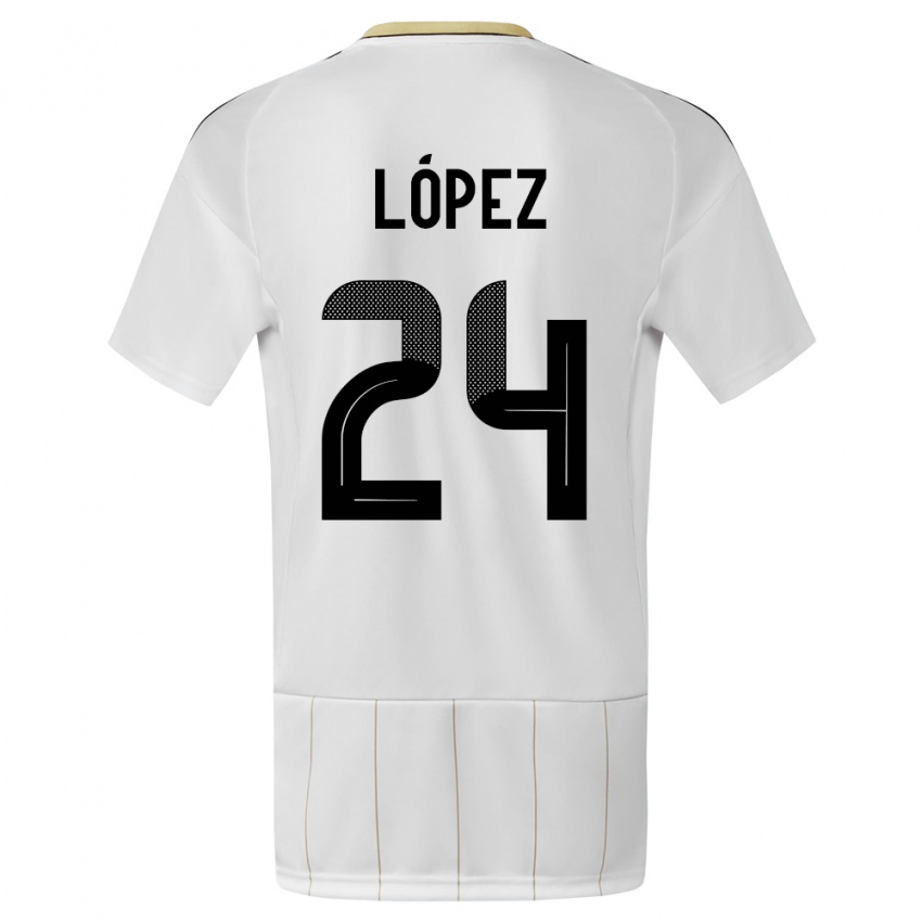 Dzieci Kostaryka Douglas Lopez #24 Biały Wyjazdowa Koszulka 24-26 Koszulki Klubowe