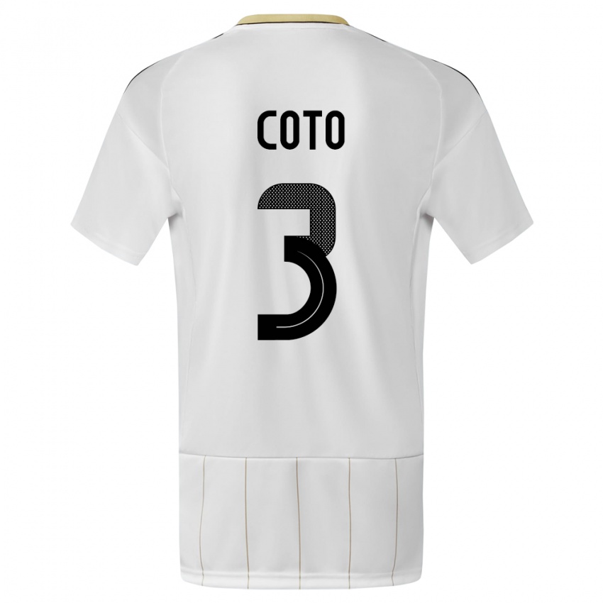 Dzieci Kostaryka Maria Coto #3 Biały Wyjazdowa Koszulka 24-26 Koszulki Klubowe
