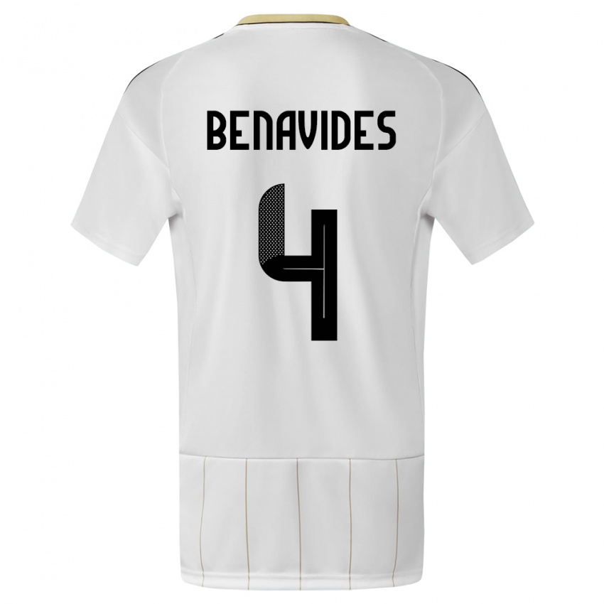 Dzieci Kostaryka Mariana Benavides #4 Biały Wyjazdowa Koszulka 24-26 Koszulki Klubowe