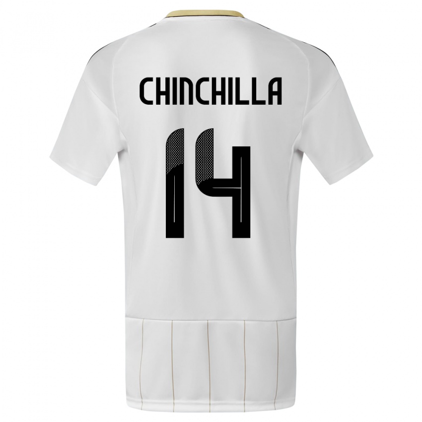 Dzieci Kostaryka Priscila Chinchilla #14 Biały Wyjazdowa Koszulka 24-26 Koszulki Klubowe