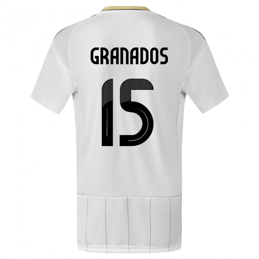 Dzieci Kostaryka Cristin Granados #15 Biały Wyjazdowa Koszulka 24-26 Koszulki Klubowe