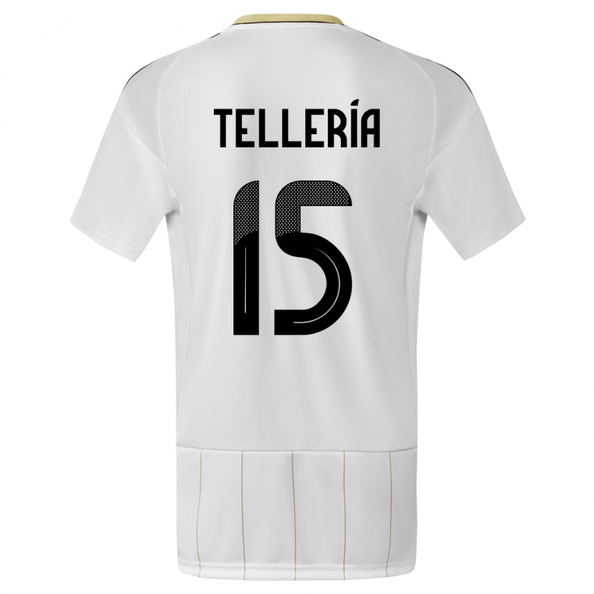 Dzieci Kostaryka Jostin Telleria #15 Biały Wyjazdowa Koszulka 24-26 Koszulki Klubowe