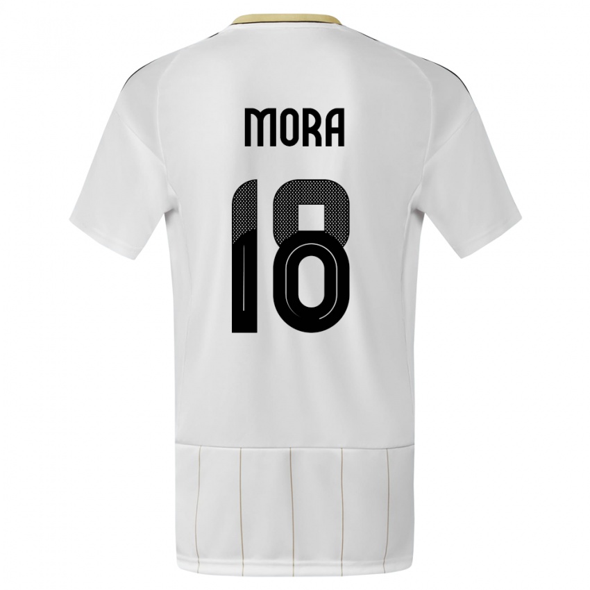 Dzieci Kostaryka Bayron Mora #18 Biały Wyjazdowa Koszulka 24-26 Koszulki Klubowe