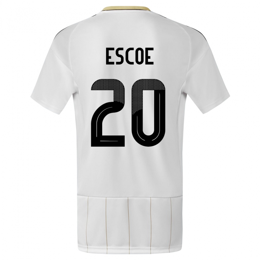 Dzieci Kostaryka Enyel Escoe #20 Biały Wyjazdowa Koszulka 24-26 Koszulki Klubowe