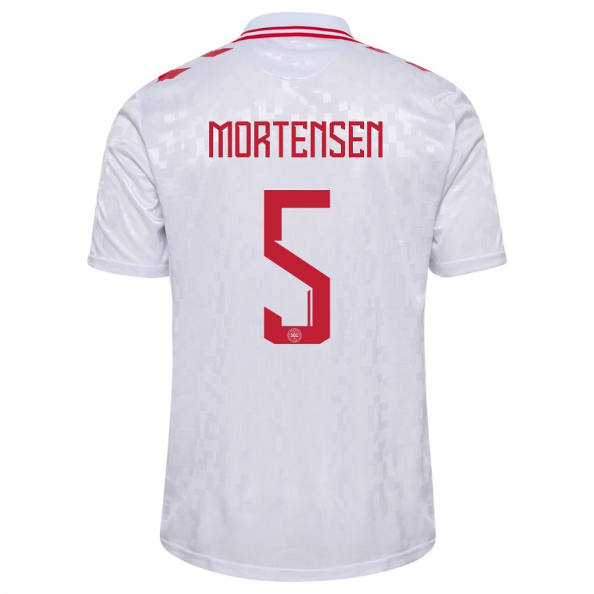 Dzieci Dania Gustav Mortensen #5 Biały Wyjazdowa Koszulka 24-26 Koszulki Klubowe