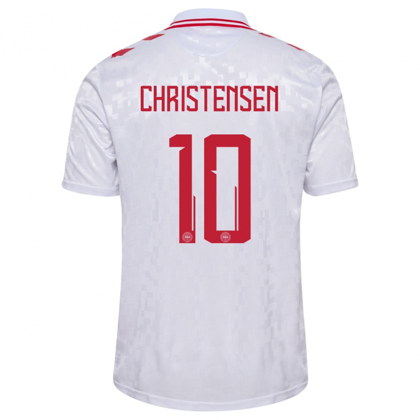 Dzieci Dania Gustav Christensen #10 Biały Wyjazdowa Koszulka 24-26 Koszulki Klubowe