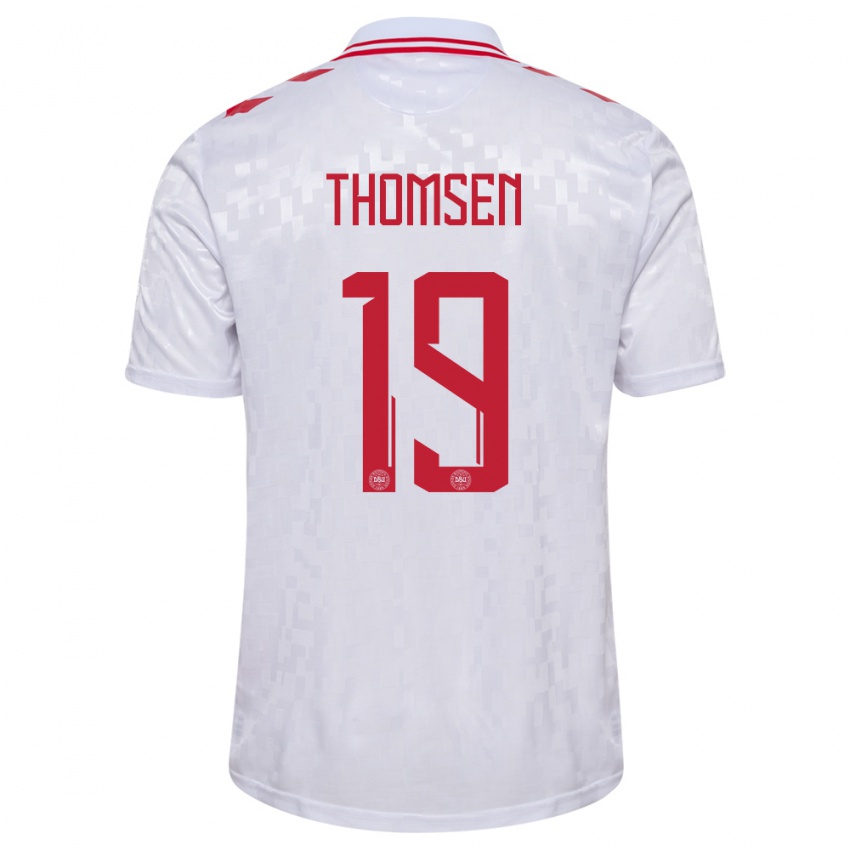 Dzieci Dania Janni Thomsen #19 Biały Wyjazdowa Koszulka 24-26 Koszulki Klubowe