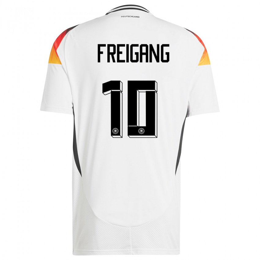 Męski Niemcy Laura Freigang #10 Biały Domowa Koszulka 24-26 Koszulki Klubowe