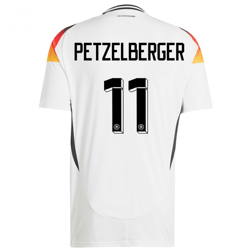Męski Niemcy Ramona Petzelberger #11 Biały Domowa Koszulka 24-26 Koszulki Klubowe