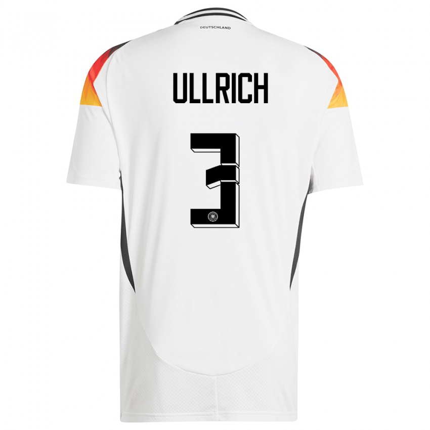 Męski Niemcy Lukas Ullrich #3 Biały Domowa Koszulka 24-26 Koszulki Klubowe