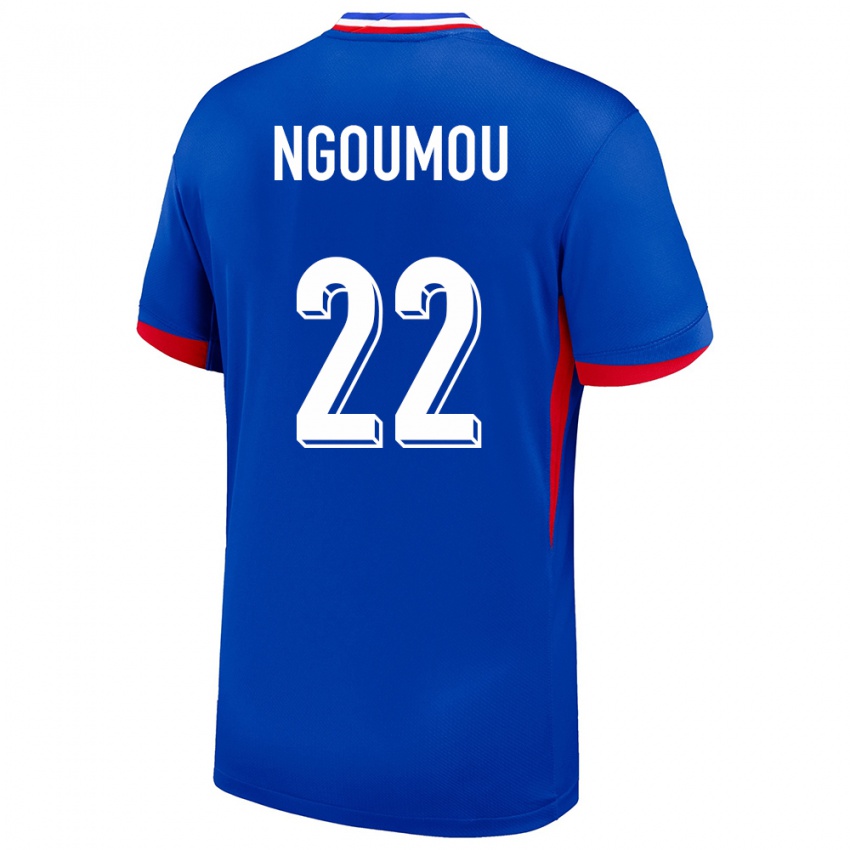 Męski Francja Nathan Ngoumou #22 Niebieski Domowa Koszulka 24-26 Koszulki Klubowe