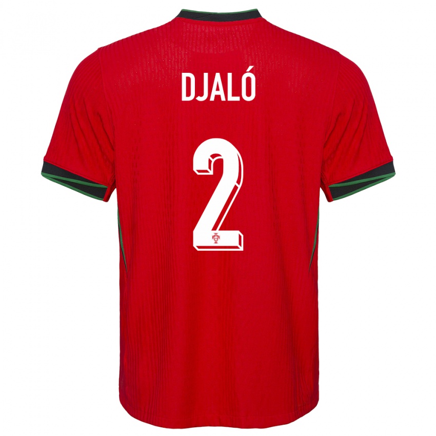 Męski Portugalia Tiago Djalo #2 Czerwony Domowa Koszulka 24-26 Koszulki Klubowe