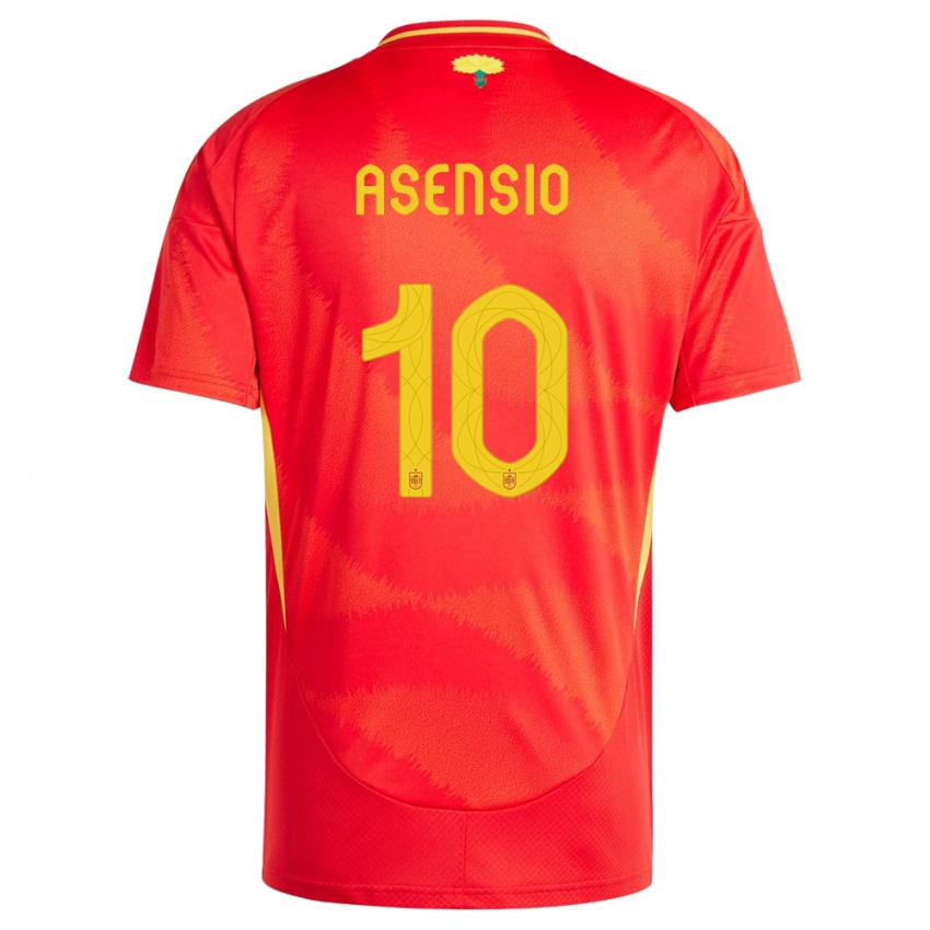 Męski Hiszpania Marco Asensio #10 Czerwony Domowa Koszulka 24-26 Koszulki Klubowe