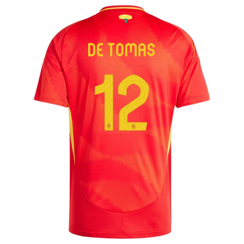 Męski Hiszpania Raul De Tomas #12 Czerwony Domowa Koszulka 24-26 Koszulki Klubowe